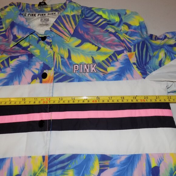 PINK Victoria's Secret Oversized Tropical Coach Jacket Sherpa Lined Medium EXCEL - Picture 6 of 9